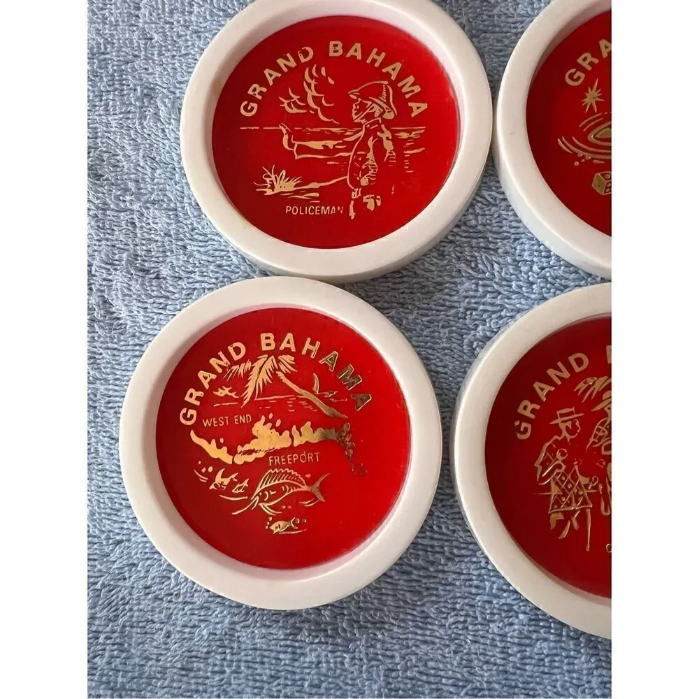 Vintage Coaster Set Tiki Hawaiian Costal